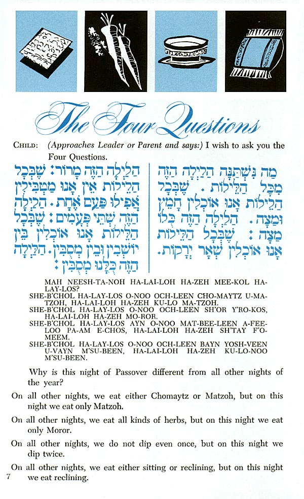 Page 7 Sample of transliterated Hebrew text from Haggadah for the American Family